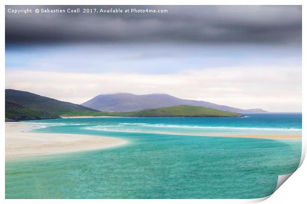 Luskentyre beach on the Scottish isle of Harris Print by Sebastien Coell
