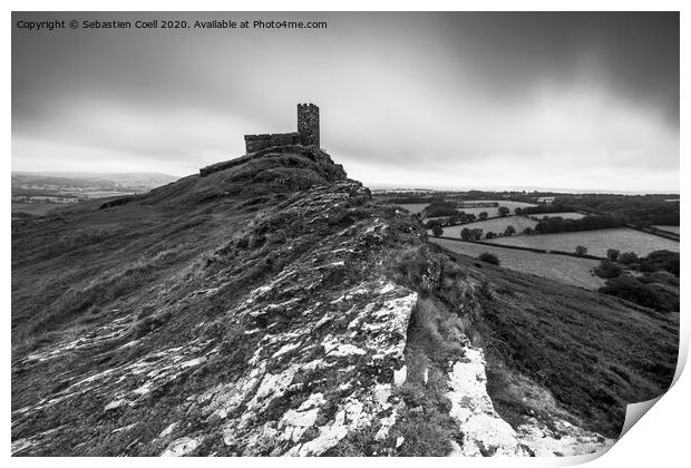 Church with a view - Brentor Print by Sebastien Coell