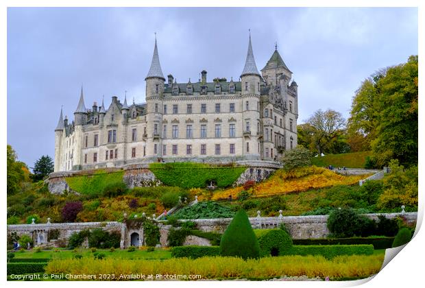 Majestic Dunrobin Castle overlooking the Moray Fir Print by Paul Chambers