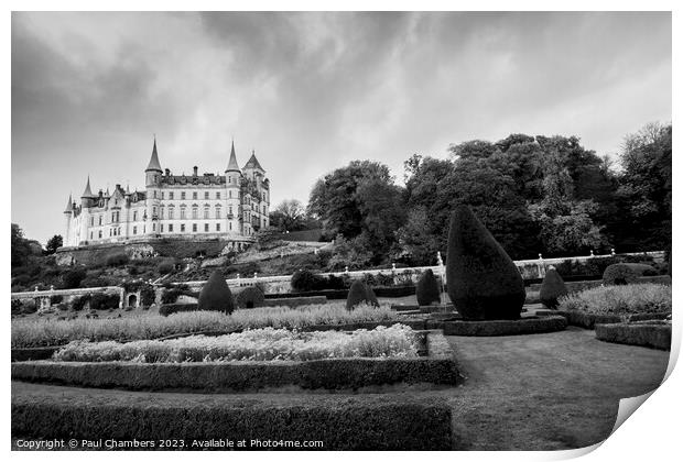 Majestic Dunrobin Castle overlooking Moray Firth Print by Paul Chambers