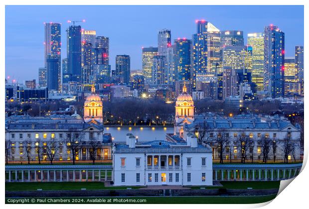 A Harmonious Contrast: The Historic Elegance of Greenwich Univer Print by Paul Chambers