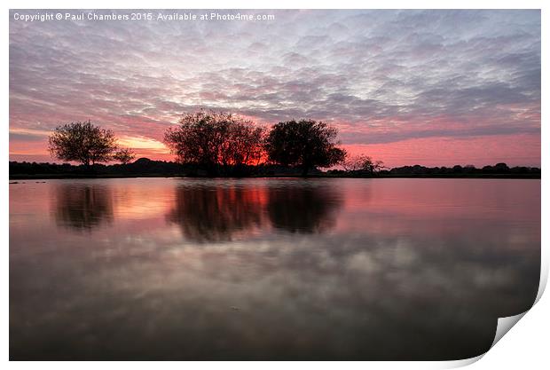 Serene Sunset Over Janesmoor Pond Print by Paul Chambers