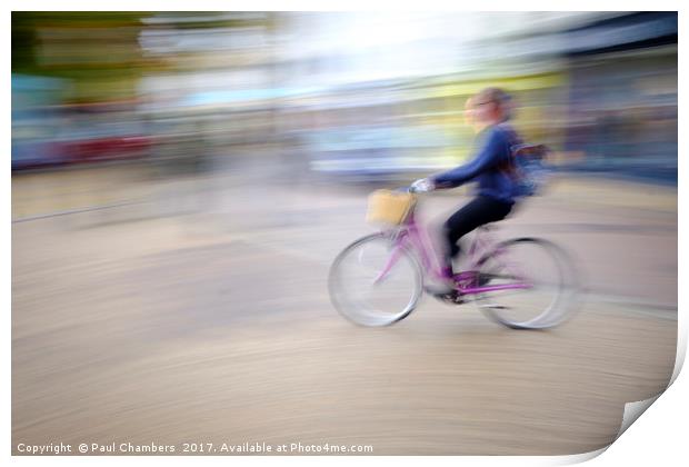 Cycling In Cambridge Print by Paul Chambers