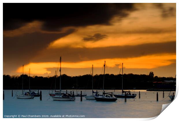 Sunset Over Port Solent Print by Paul Chambers