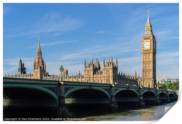 Westminster bridge & Big Ben Print by Paul Chambers