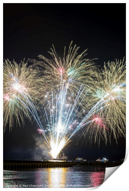 Poole Quay 5th November Firework Display over Pool Print by Paul Chambers