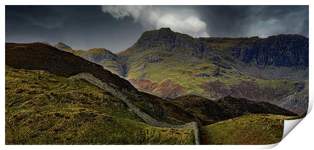 THE LANGDALE PIKES VIEWED FROM LINGMOOR FELL Print by Tony Sharp LRPS CPAGB