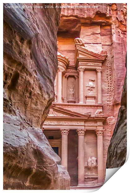 First Glimpse of the Treasury, Petra, Jordan Print by Tony Sharp LRPS CPAGB