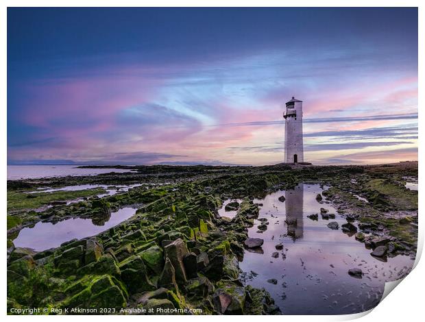 Southerness Lighthouse Print by Reg K Atkinson