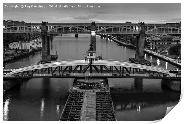 Swing Bridge Newcastle Print by Reg K Atkinson