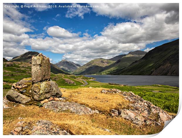 Scafell over Wastwater Print by Reg K Atkinson