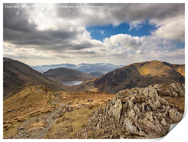 Griesdale Tarn From St Sunday Crag Print by Reg K Atkinson