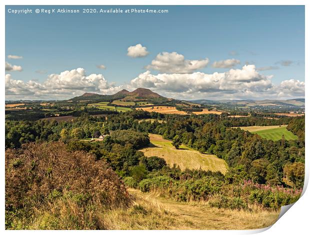 Scotts View to Eildon Hills Print by Reg K Atkinson