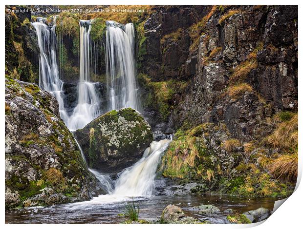 The Three Sisters Waterfall Print by Reg K Atkinson