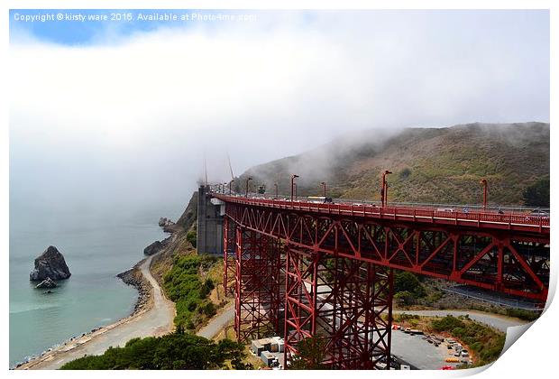  Golden Gate Bridge in the fog Print by kirsty ware