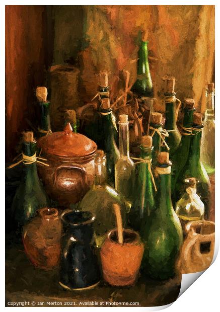 Old Bottles and Jugs Print by Ian Merton
