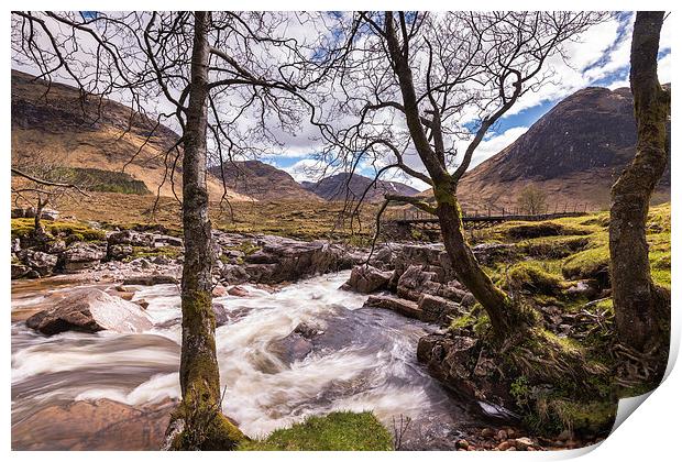  Waterfalls on the River Etiv, Scottish Highlands Print by Nick Rowland