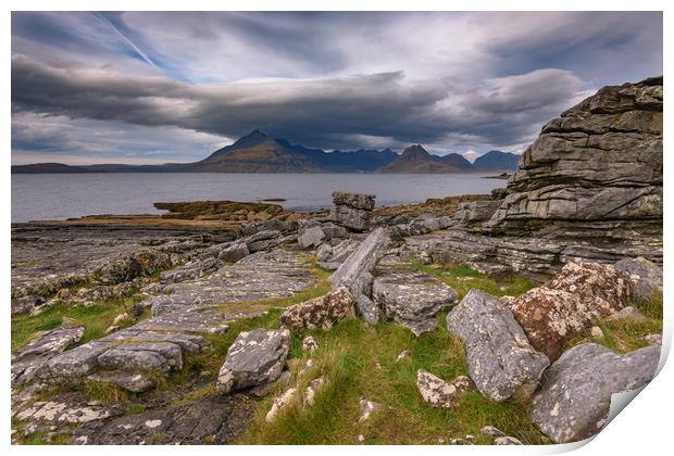 Black Cuillins from Elgol beach Print by Nick Rowland