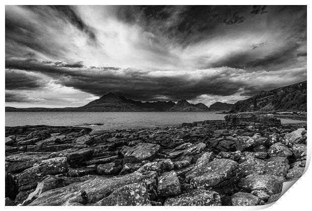 The Black Cuillins from Elgol Beach Print by Nick Rowland