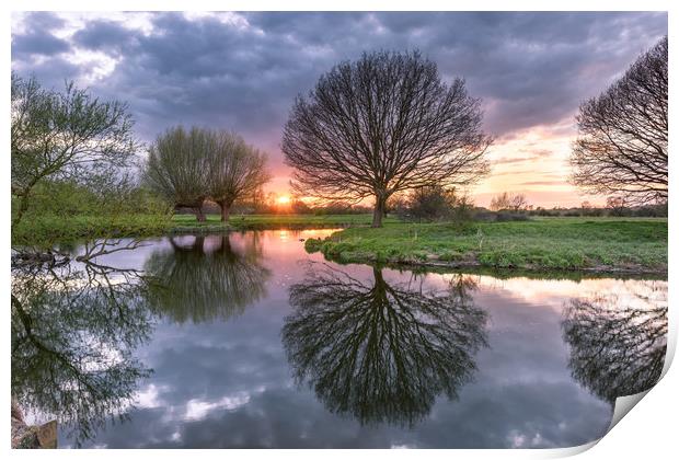 Sunset at Dedham Vale, Suffolk and Essex Border Print by Nick Rowland