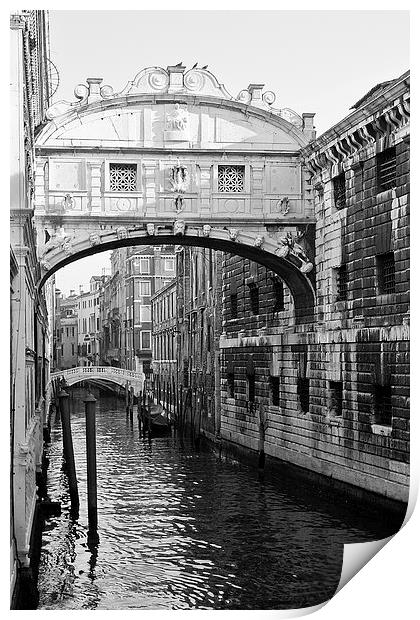 Venice Bridge of Sighs B&W Print by John Hickey-Fry