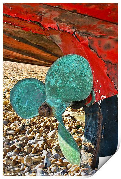 Red Hull and Propeller Print by Alice Gosling