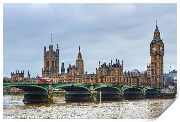 Big Ben and Westminster Bridge Print by Alice Gosling
