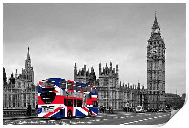 Union Jack Bus Print by Alice Gosling