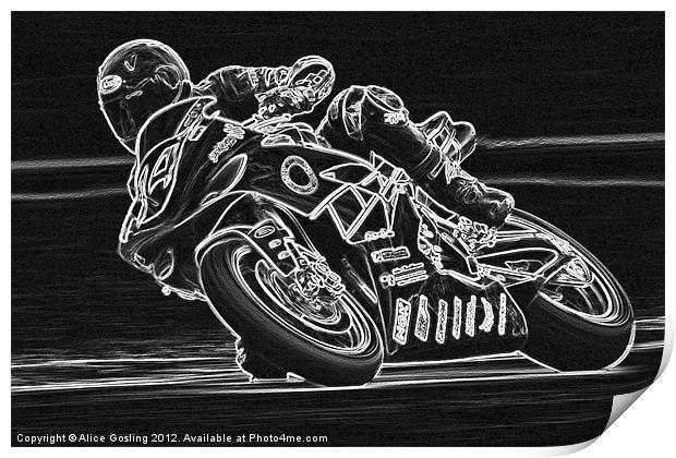 Motorbike Racing Print by Alice Gosling