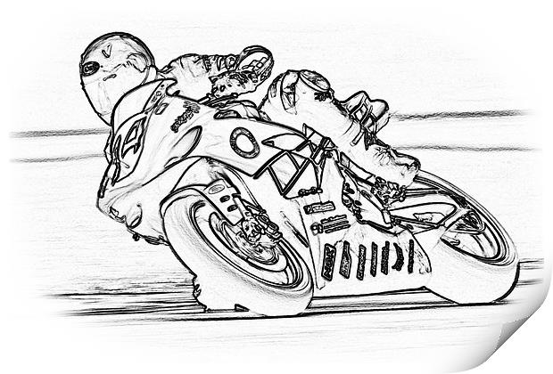 Motorbike Racing Print by Alice Gosling