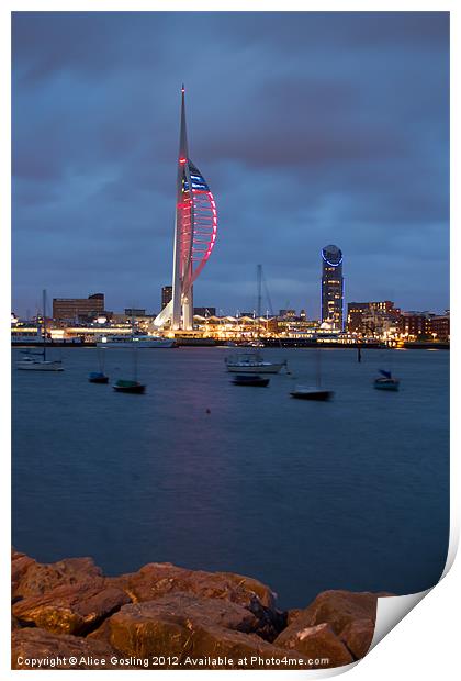 Spinnaker Tower in Red Print by Alice Gosling