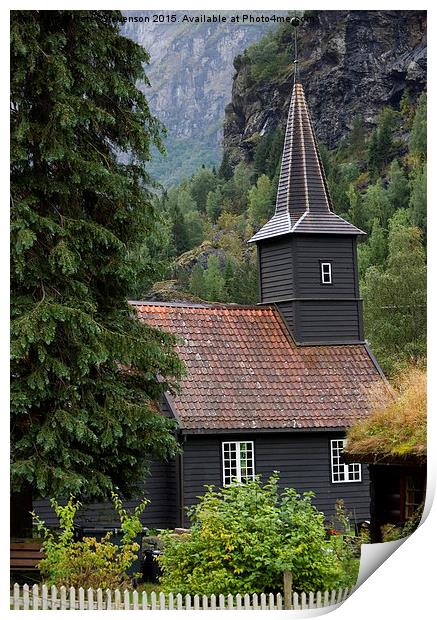 The little wooden church.  Print by Peter Stevenson