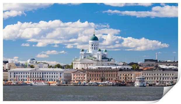 Helsinki Cathedral and Market Square Print by Johannes Valkama