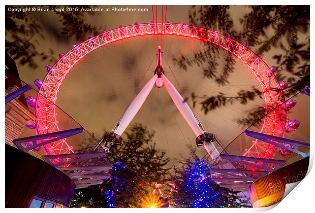  London Eye at Night Print by Brian Lloyd