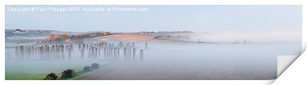 Mist in the Brede valley from Winchelsea Print by Paul Praeger