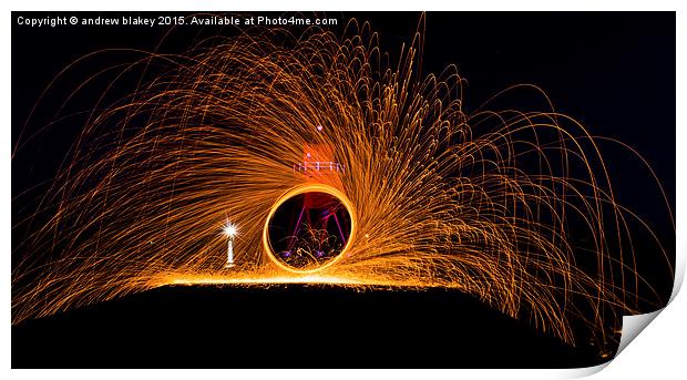 Wire Wool Spinning At Heard Groyne, South Shields Print by andrew blakey