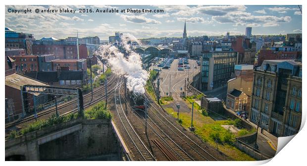 The Mighty Flying Scotsman on Its Journey to Edinb Print by andrew blakey