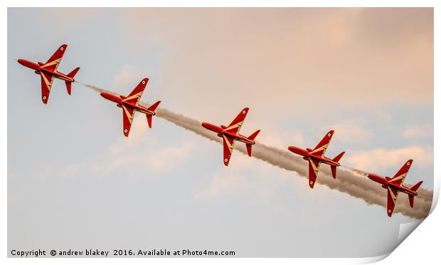 Red Arrows Enid across the sky Print by andrew blakey