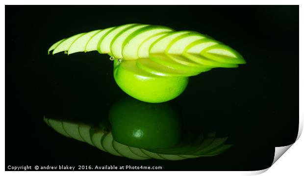 carved green apple Print by andrew blakey