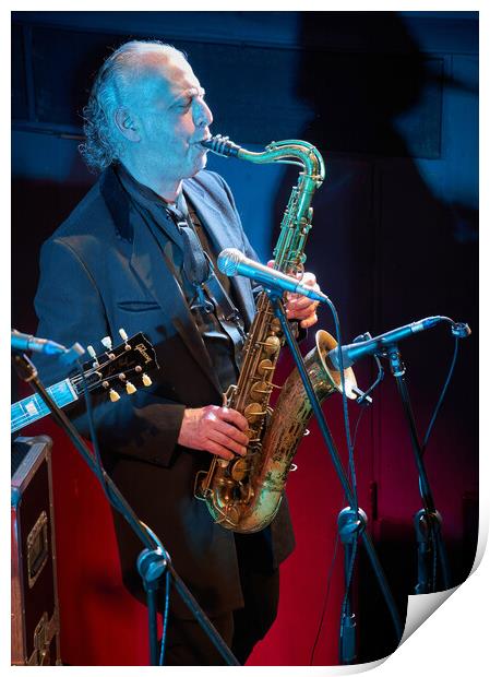 Dave Lewis, saxophonist Print by Richard Downs