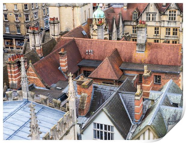 The rooftops of Oxford Print by Richard Downs