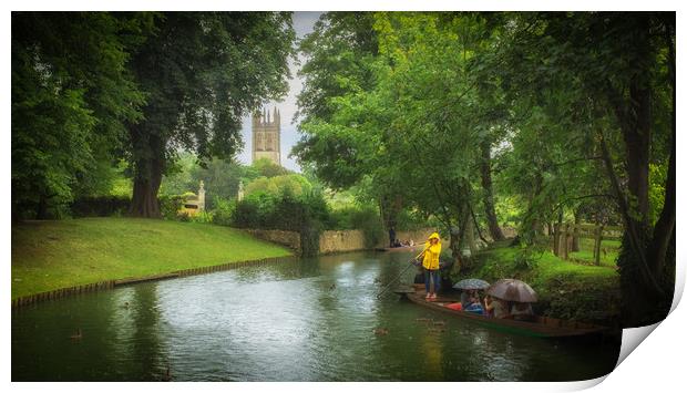 Punting in the rain Print by Richard Downs