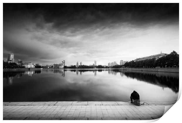 The Thinker and the Lake Print by John Williams