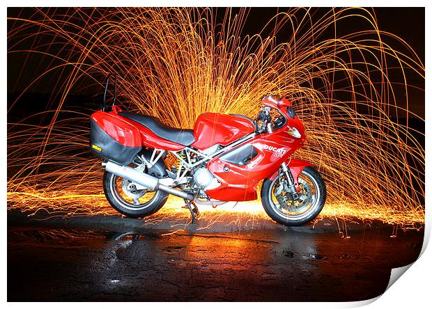  Ducati ST4 - Night shot Print by Gregg Howarth