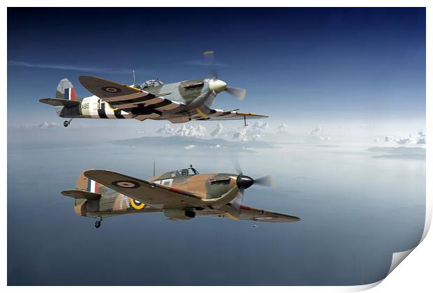 Spitfire and hurricane - Brothers in Arms Print by David Stanforth
