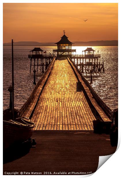 Clevedon Pier at Sunset Print by Pete Watson