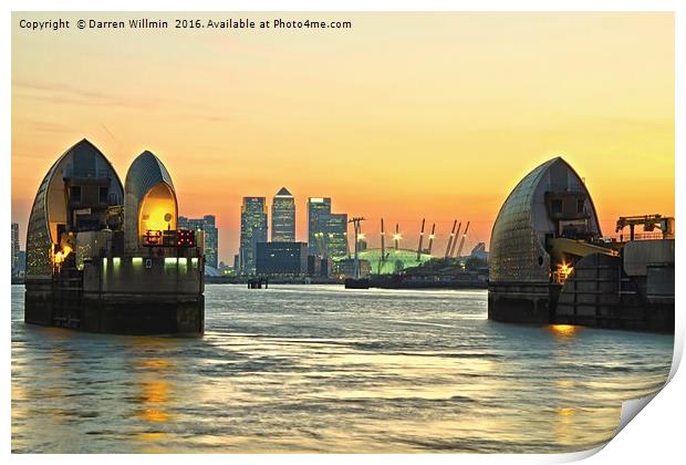 Thames Barrier At Sunset Print by Darren Willmin