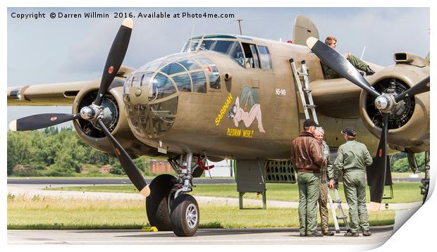 North American B-25 Mitchell with Crew Print by Darren Willmin