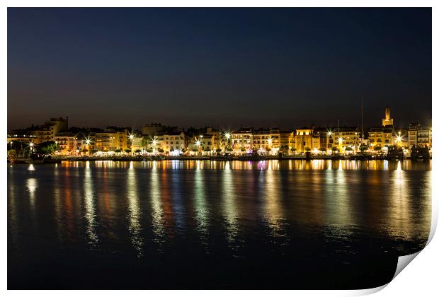 Cambrils Marina & Harbour at Night Print by Darren Willmin