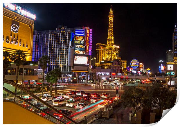 Las Vegas strip at night Print by Darren Willmin